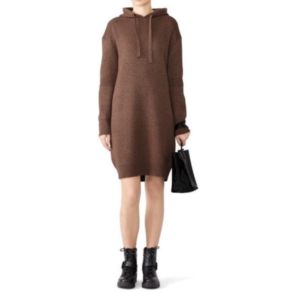 Caara Brown Hooded Sweater Dress